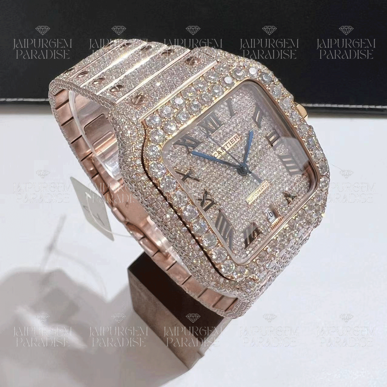 Rose Gold Luxury HipHop Iced Out Automatic Movement Moissanite Diamond Watch