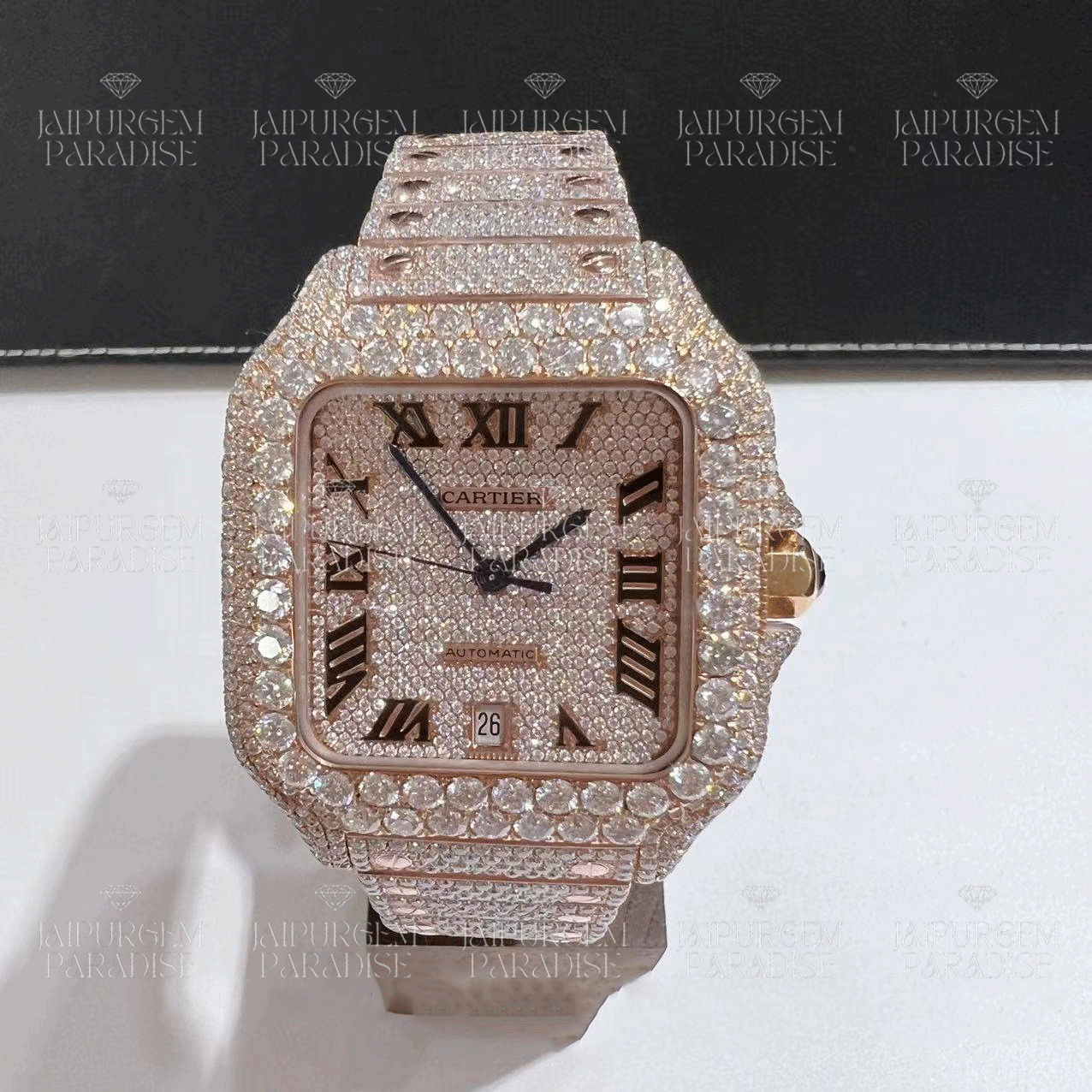 Rose Gold Luxury HipHop Iced Out Automatic Movement Moissanite Diamond Watch