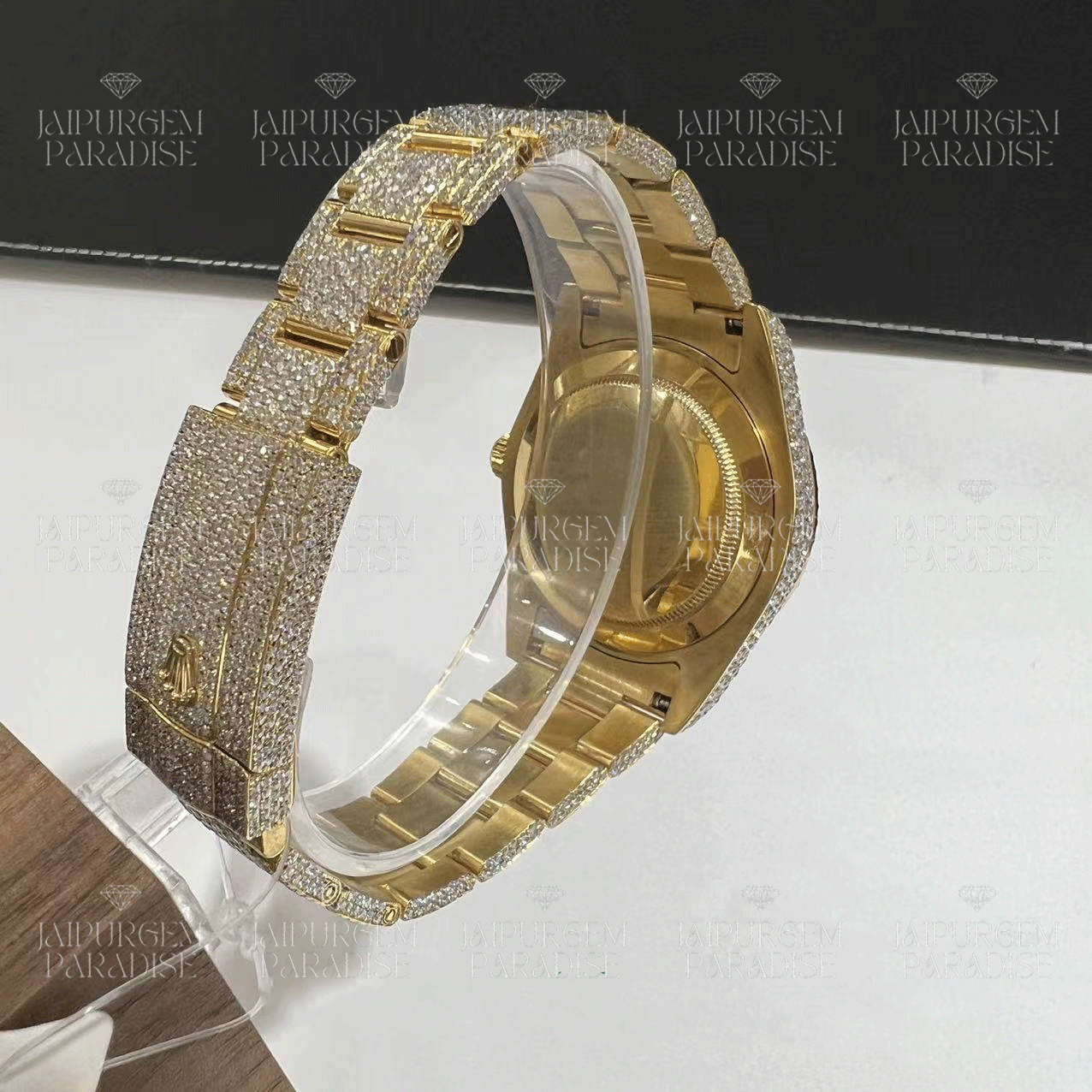 Yellow Gold Luxury HipHop Iced Out Automatic Movement Moissanite Diamond Watch