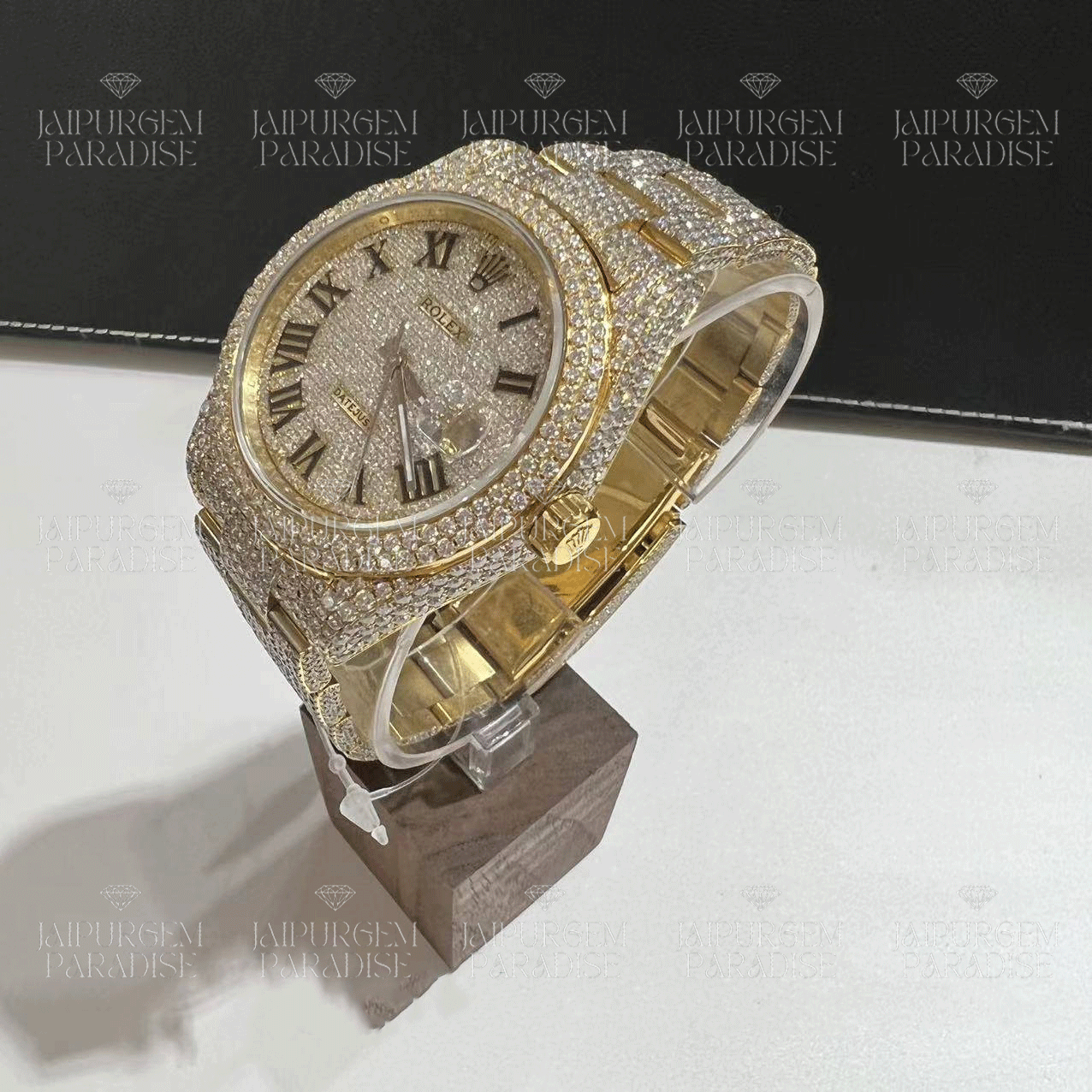 Yellow Gold Luxury HipHop Iced Out Automatic Movement Moissanite Diamond Watch