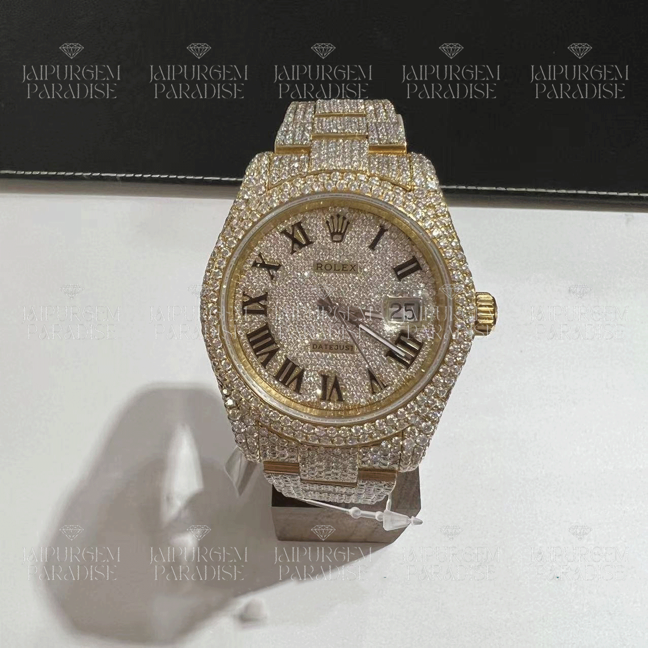 Yellow Gold Luxury HipHop Iced Out Automatic Movement Moissanite Diamond Watch