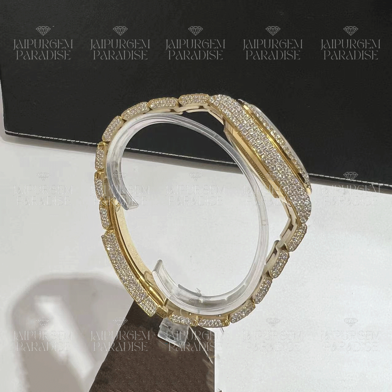 Yellow Gold Luxury HipHop Iced Out Automatic Movement Moissanite Diamond Watch