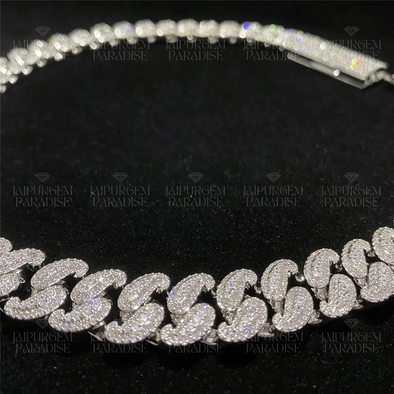 15mm Luxury Iced Out Silver Moissanite Hip Hop Cuban Link Chain