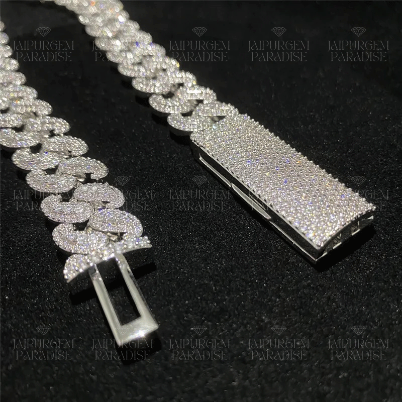 15mm Luxury Iced Out Silver Moissanite Hip Hop Cuban Link Chain
