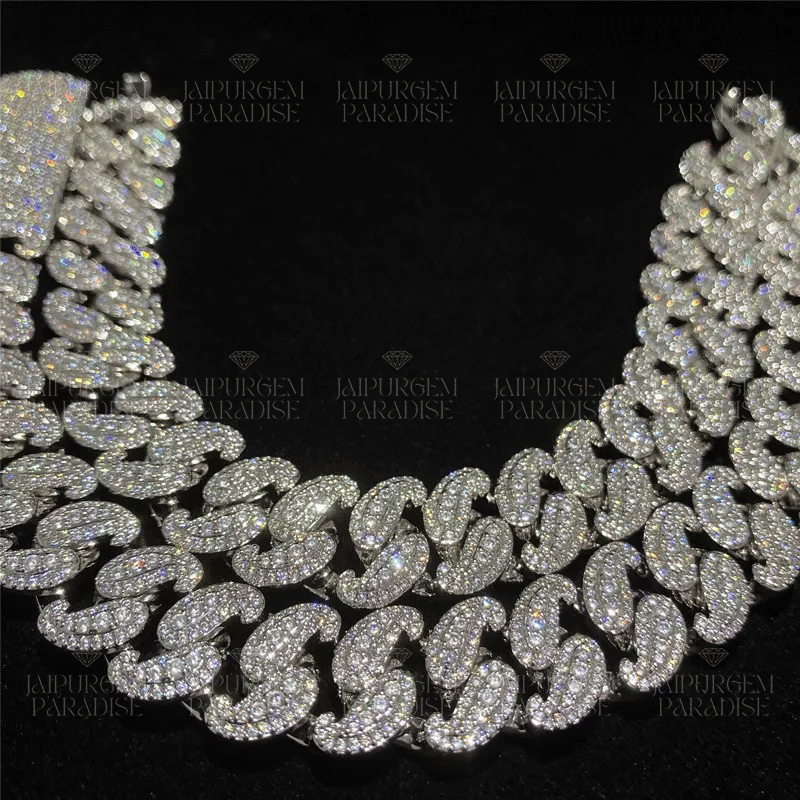15mm Luxury Iced Out Silver Moissanite Hip Hop Cuban Link Chain