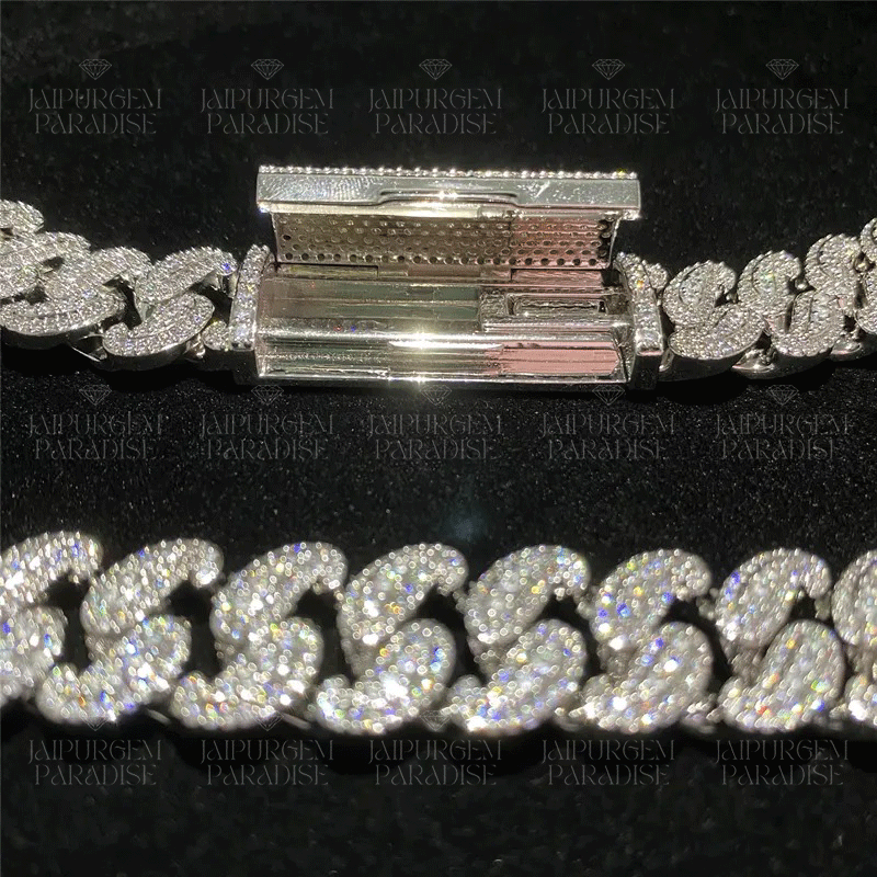 15mm Luxury Iced Out Silver Moissanite Hip Hop Cuban Link Chain
