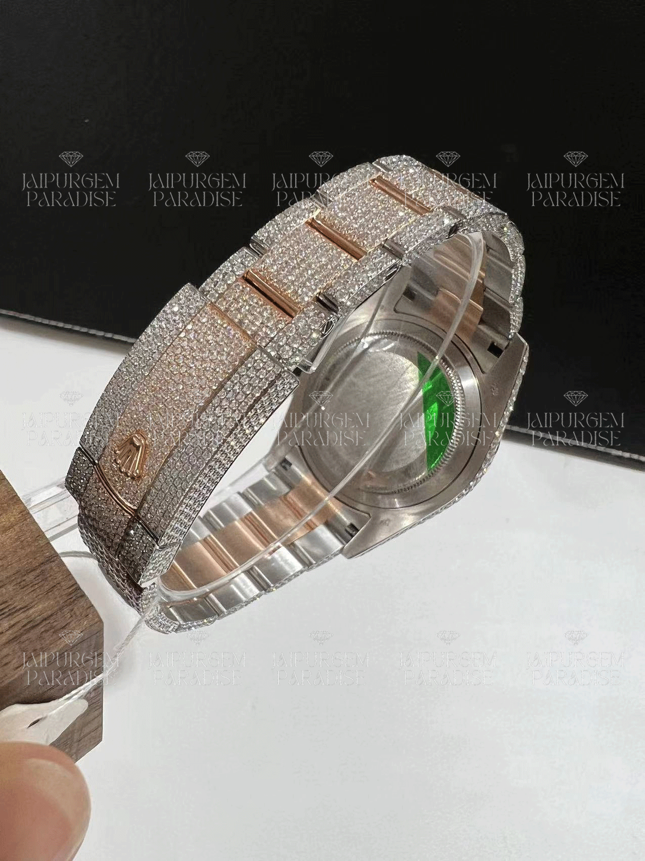 Custom Hip Hop Two Tone Iced Out Automatic Movement Moissanite Watch