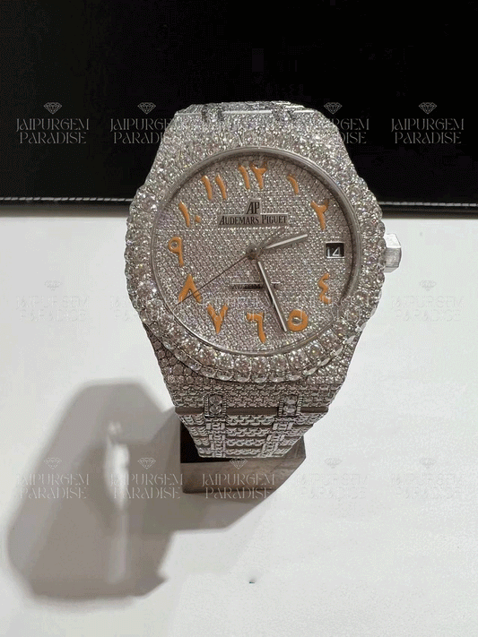 Luxury Custom Arabic Dial Iced Out Automatic Movement Moissanite Diamond Watch