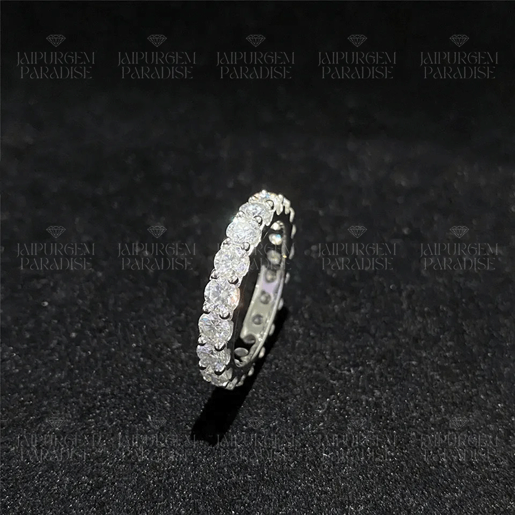 3mm 925 Sterling Silver Round Cut VVS Moissanite Eternity Band Ring