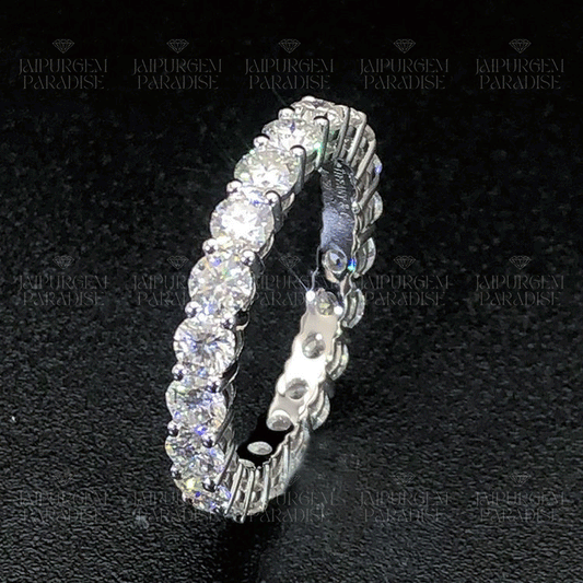 3mm 925 Sterling Silver Round Cut VVS Moissanite Eternity Band Ring