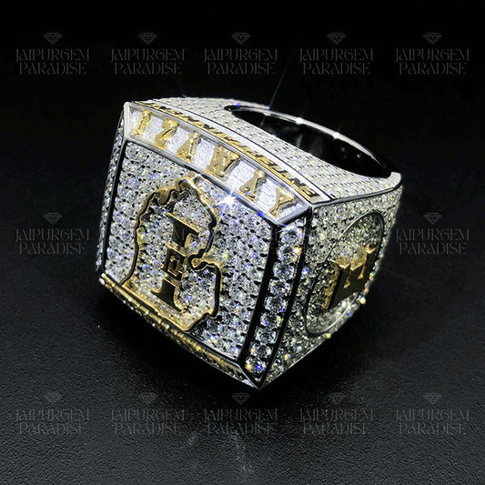 Iced Out Custom Logo Name Letter Moissanite Diamond Rapper Ring Men Jewelry