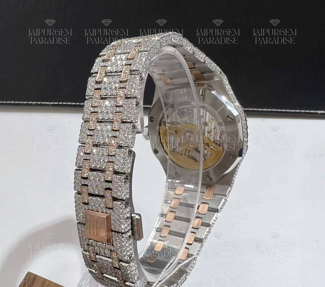 Luxury Custom Arabic Dial Iced Out Automatic Movement Moissanite Diamond Watch