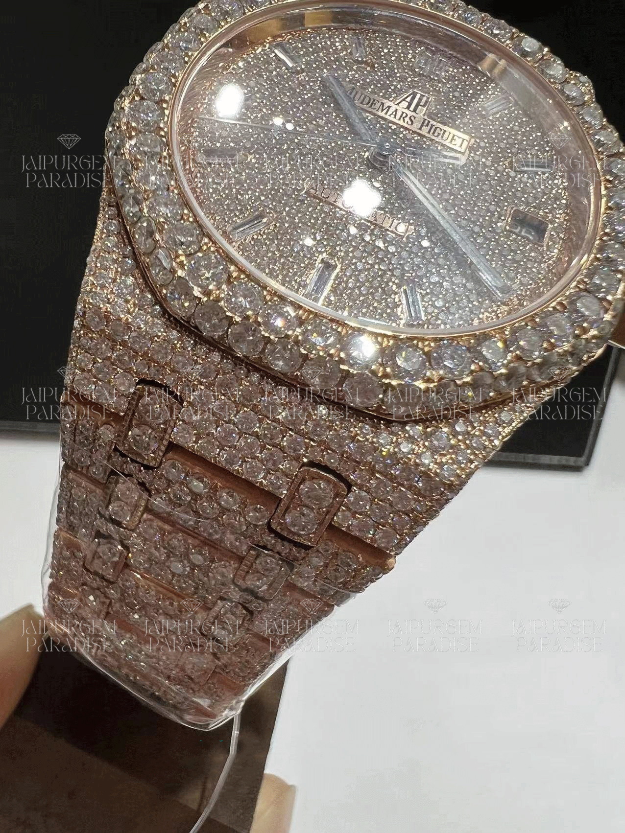 Rose Gold Luxury HipHop Iced Out Automatic Movement Moissanite Diamond Watch