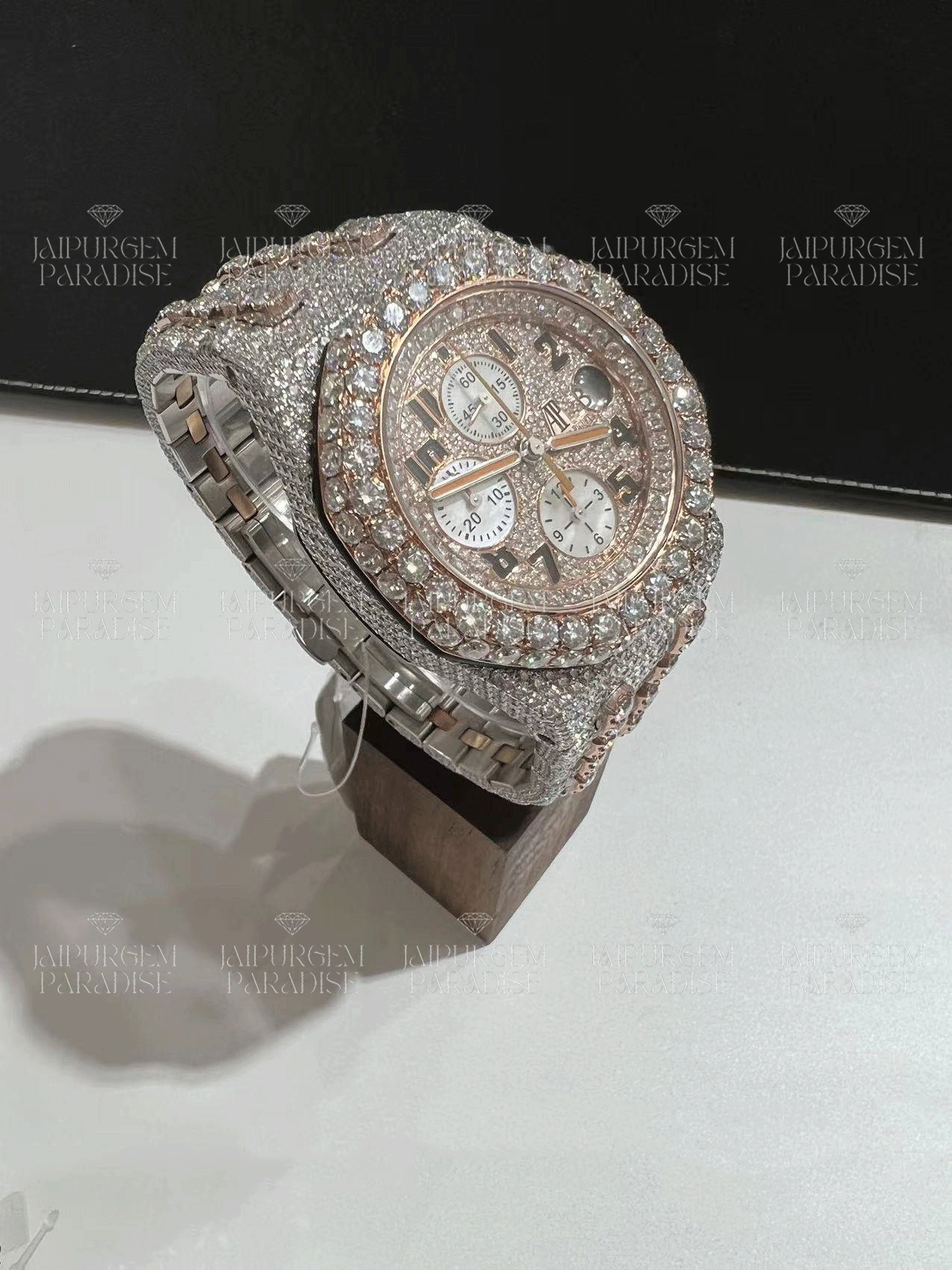 Luxury Hip Hop Two Tone Iced Out Automatic Movement Moissanite Diamond Watch