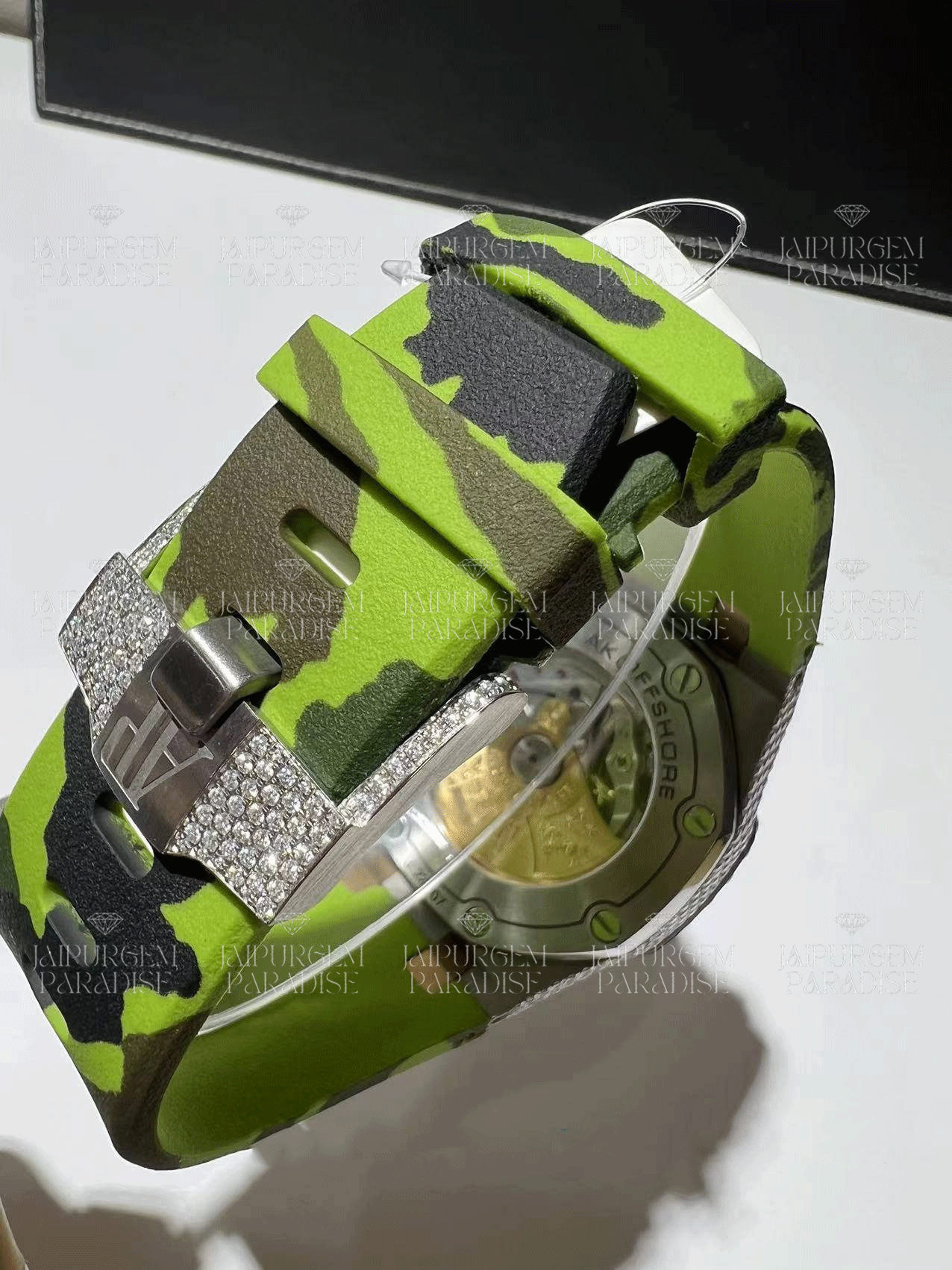 Luxury Custom Silicone Strap Iced Out Automatic Movement Moissanite Watch