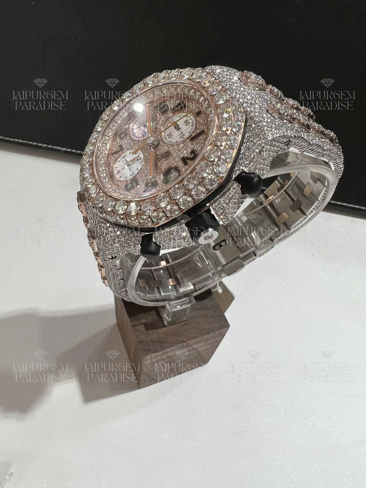 Luxury Hip Hop Two Tone Iced Out Automatic Movement Moissanite Diamond Watch