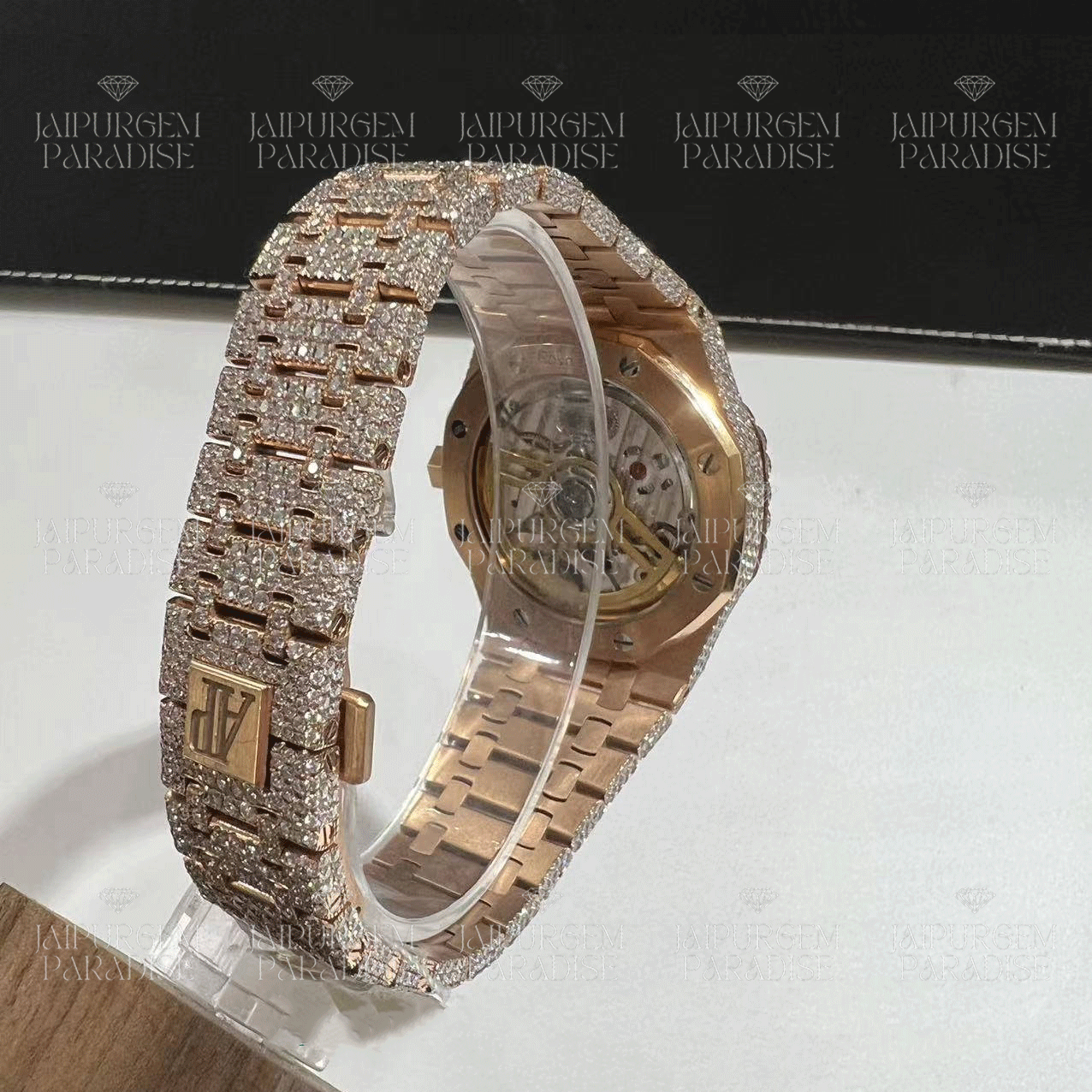 Custom Arabic Dial Rose Gold Luxury HipHop Iced Out Automatic Movement Moissanite Diamond Watch