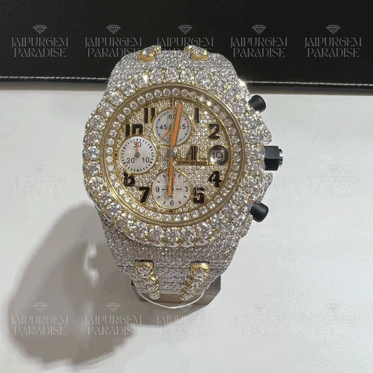 Luxury Hip Hop Two Tone Iced Out Automatic Movement Moissanite Diamond Watch