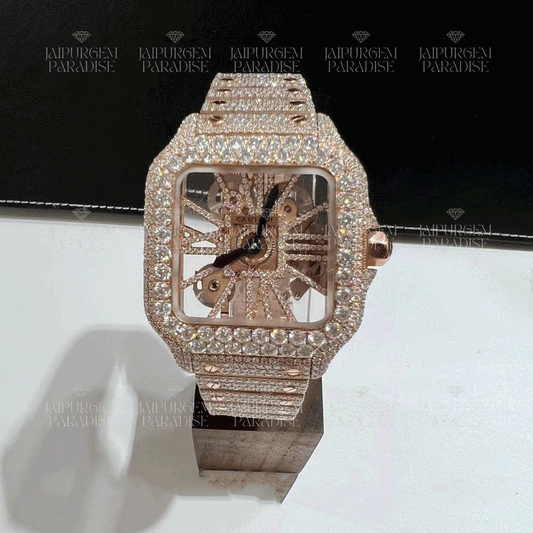 Rose Gold Luxury HipHop Iced Out Automatic Movement Moissanite Diamond Watch