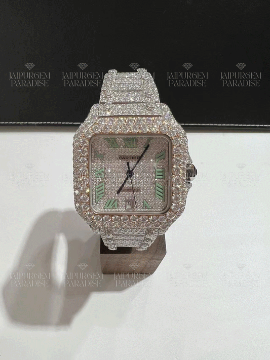 Custom Luxury HipHop Iced Out Automatic Movement Moissanite Diamond Watch