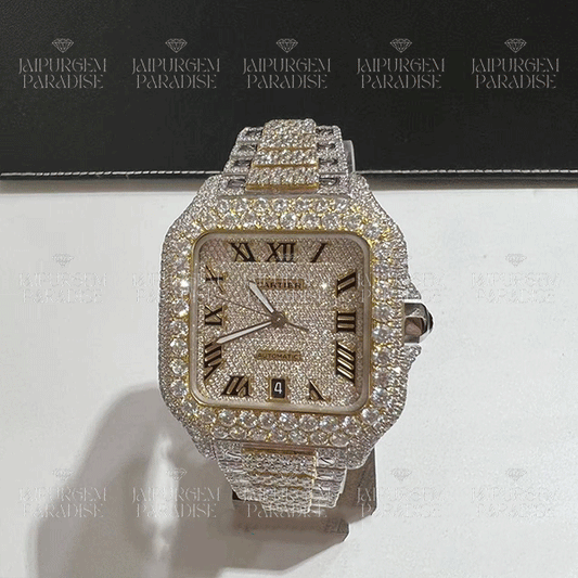 Custom Two Tone Luxury HipHop Iced Out Moissanite Diamond Watch