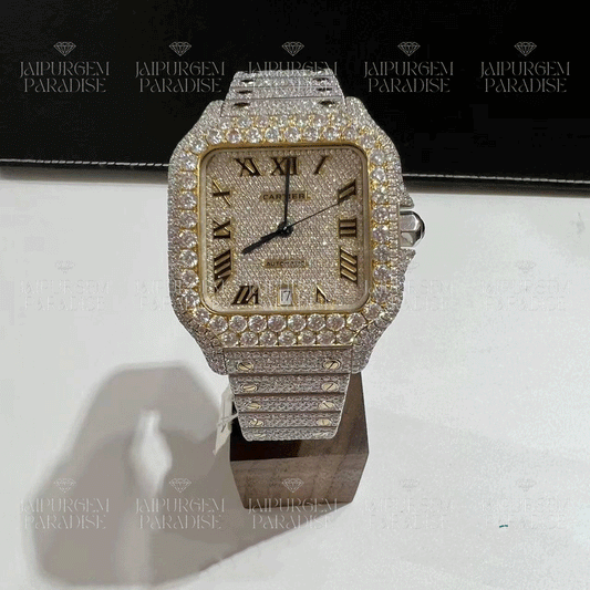 Two Tone Luxury HipHop Iced Out Automatic Movement Moissanite Diamond Watch