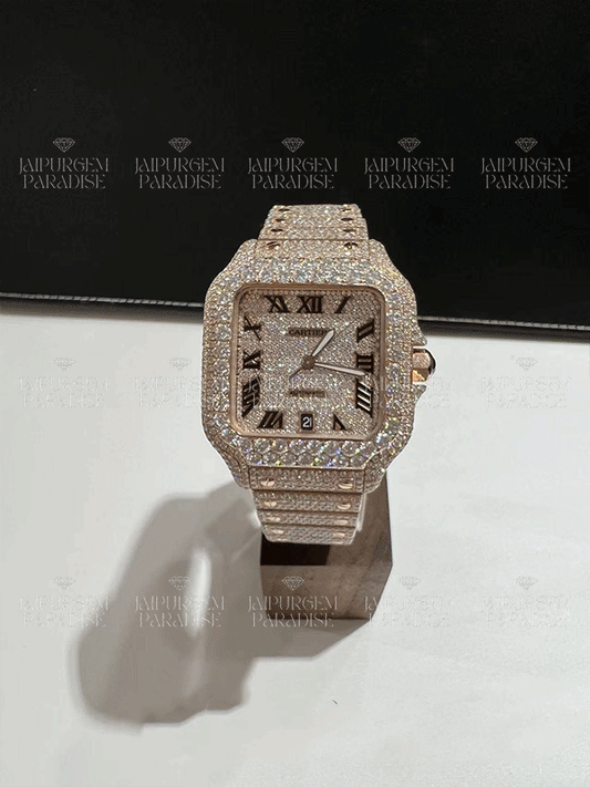 Rose Gold Luxury HipHop Iced Out Automatic Movement Moissanite Diamond Watch