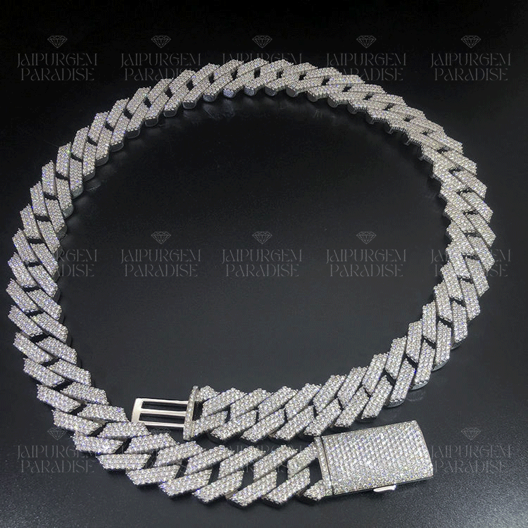 16mm 925 Sterling Silver Iced Out Moissanite HipHop Cuban Chain