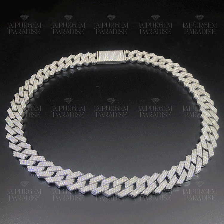 16mm 925 Sterling Silver Iced Out Moissanite HipHop Cuban Chain