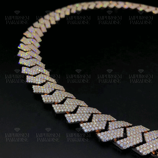 20mm Iced Out Moissanite Silver Rose Gold Plated Cuban Link Chain