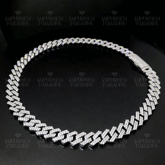 10mm 925 Sterling Silver Iced Out Hip Hop Moissanite Cuban Chain