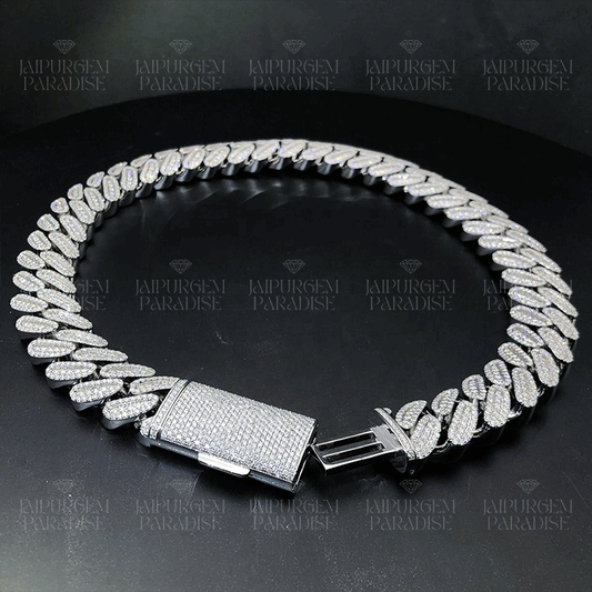 Iced Out 24mm Heavy Silver Moissanite Hip Hop Miami Cuban Link Chain