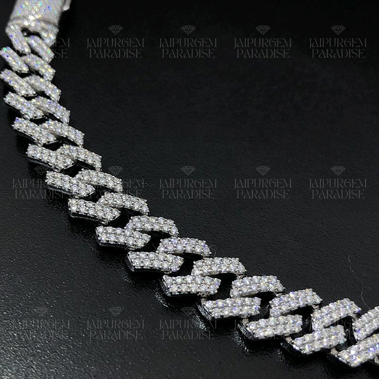 10mm 925 Sterling Silver Iced Out Hip Hop Moissanite Cuban Chain