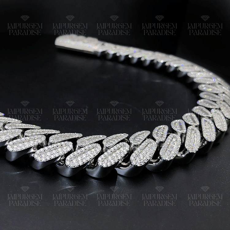 Iced Out 24mm Heavy Silver Moissanite Hip Hop Miami Cuban Link Chain