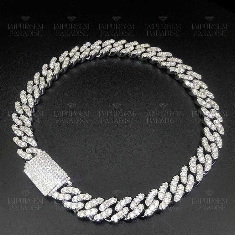 14mm 925 Sterling Silver Iced Out Hip Hop Moissanite Cuban Chain