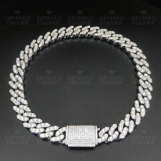 14mm 925 Sterling Silver Iced Out Hip Hop Moissanite Cuban Chain