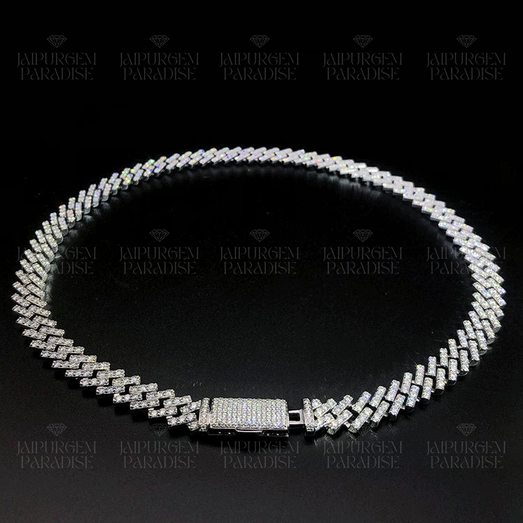 10mm 925 Sterling Silver Iced Out Hip Hop Moissanite Cuban Chain