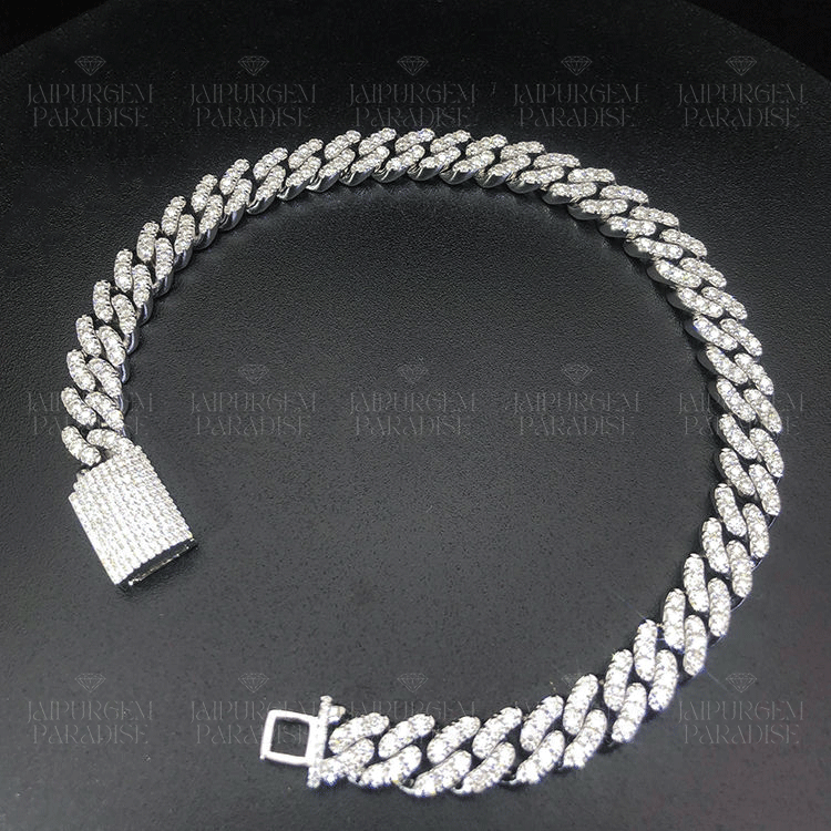 14mm 925 Sterling Silver Iced Out Hip Hop Moissanite Cuban Chain