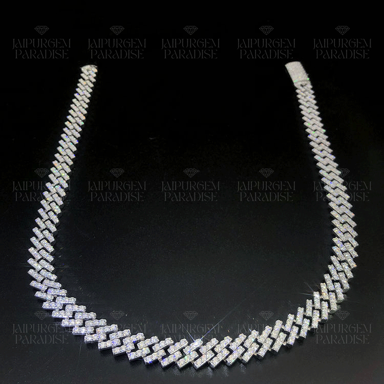 10mm 925 Sterling Silver Iced Out Hip Hop Moissanite Cuban Chain