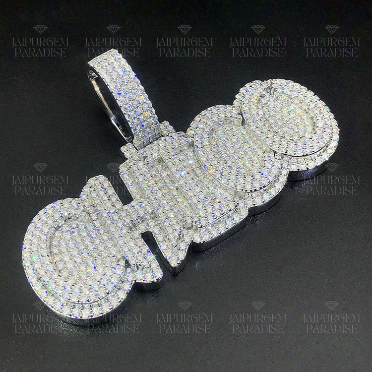 Silver Hip Hop Iced Out Moissanite Custom Letter Name Pendant