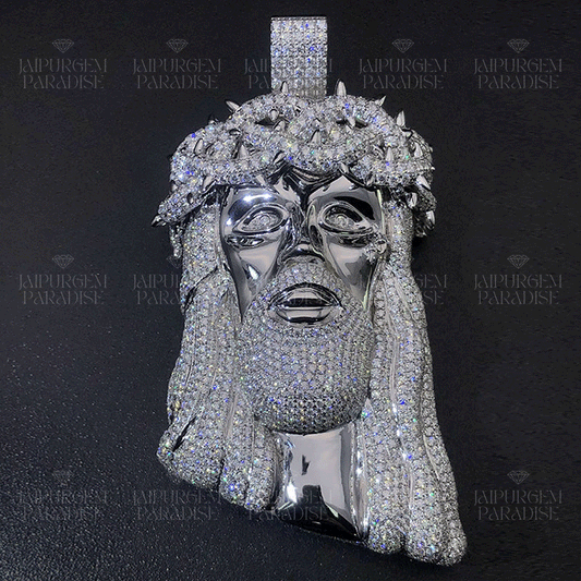 Jesus Iced Out 925 Sterling Silver Moissanite Diamond Pendant