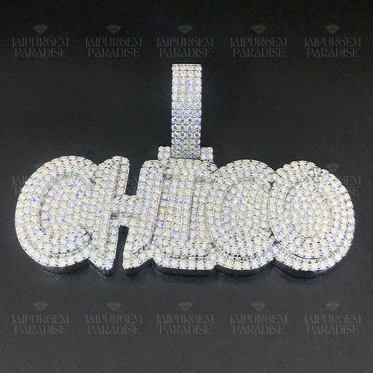 Silver Hip Hop Iced Out Moissanite Custom Letter Name Pendant