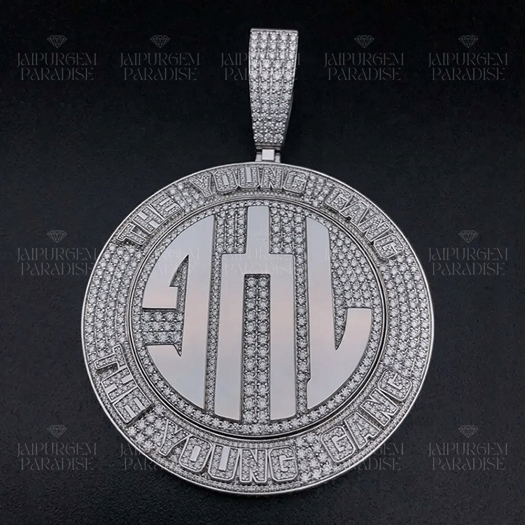 Iced Out Customized Silver Moissanite Pendant Hip Hop Jewelry