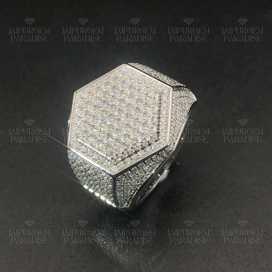 Custom VVS Moissanite 925 Silver Iced Out Moissanite Rapper Rings Men's Hip Hop