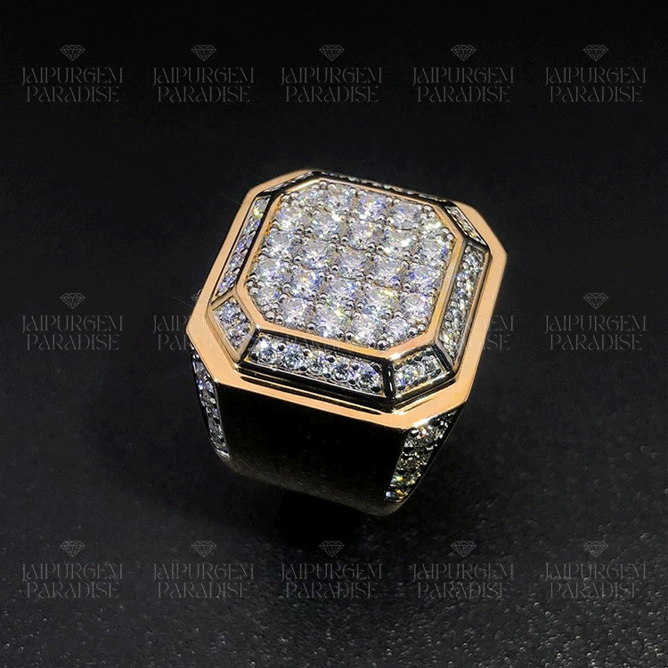 Custom VVS Moissanite 925 Silver Iced Out Moissanite Rapper Rings Men's Hip Hop