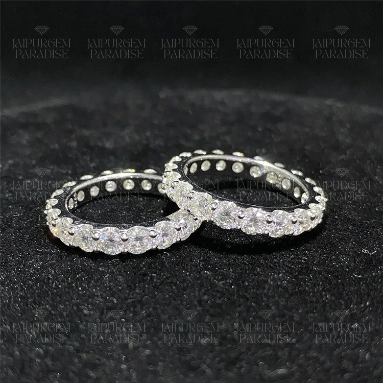 3mm 925 Sterling Silver Round Cut VVS Moissanite Eternity Band Ring