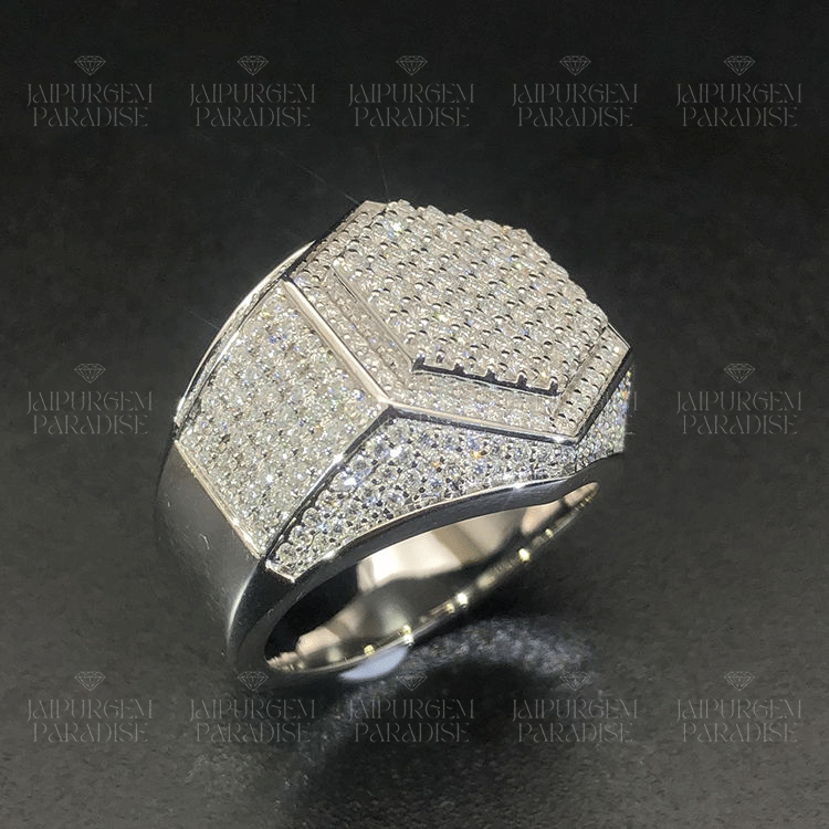 Custom VVS Moissanite 925 Silver Iced Out Moissanite Rapper Rings Men's Hip Hop