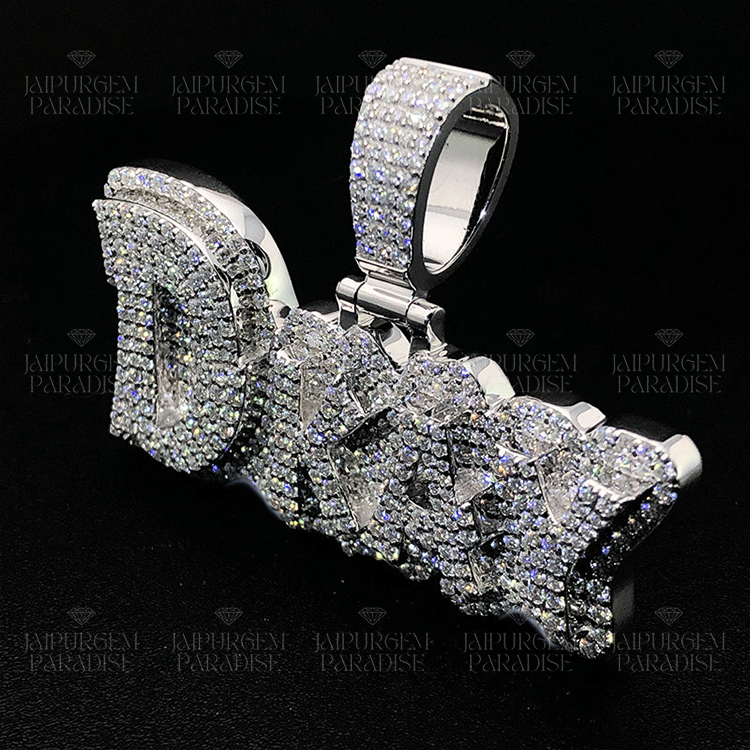 S925 VVS Moissanite Diamond Iced out Letter Logo Name Pendant