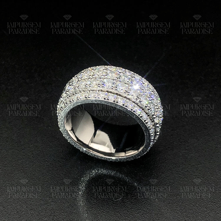 Fully Iced VVS  925 Sterling Silver Moissanite Statement Band Ring