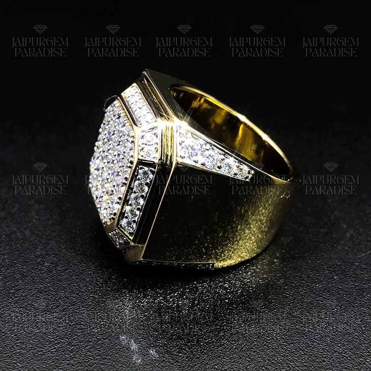 Custom VVS Moissanite 925 Silver Iced Out Moissanite Rapper Rings Men's Hip Hop